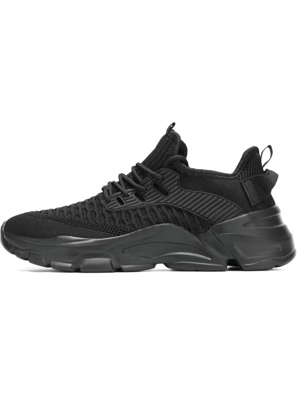 Men's Black Rubber Non Slip Breathable Lightweight Fashion Athletic Sneakers